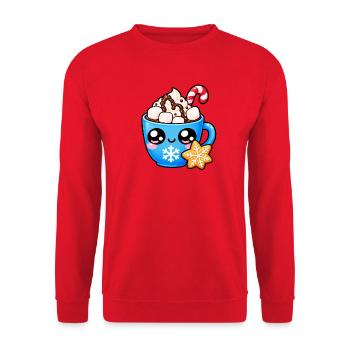 Kawaii Heiße Schokolade und Marshmallows-Tasse - Unisex Pullover - Rot - Vorne - Alina (178cm) & Michal (187cm)