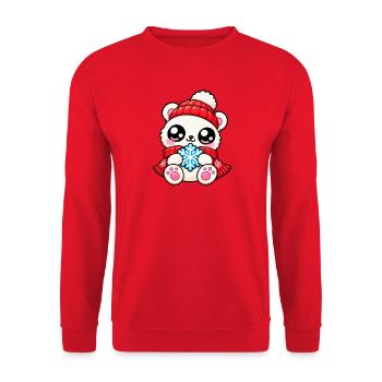 Winterpanda Rotherz-Schneeflocke - Unisex Pullover - Rot - Vorne - Alina (178cm) & Michal (187cm)