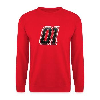 01 Carbon Racing Emblem - Unisex Pullover - Rot - Vorne - Alina (178cm) & Michal (187cm)