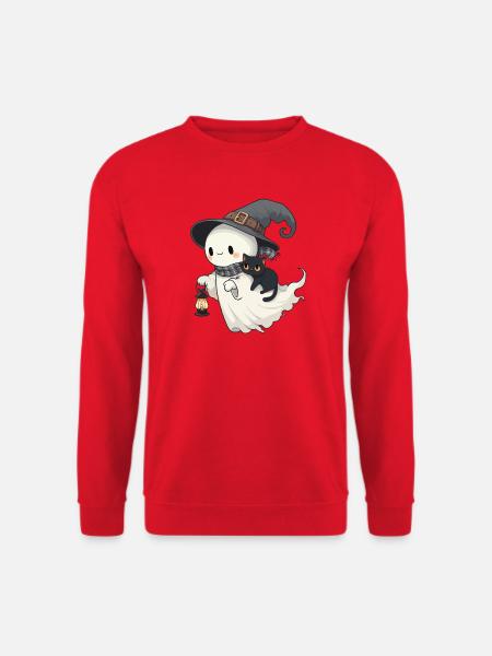 Süßer Hexengeist mit Schwarzer Katze - Unisex Pullover - Rot