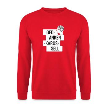 Gedankenkarussell Puzzle - Unisex Pullover - Rot - Vorne - Alina (178cm) & Michal (187cm)