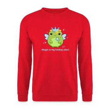 Süße Frosch Fee in blau mit lustigem Spruch - Unisex Pullover - Rot - Vorne - Alina (178cm) & Michal (187cm)