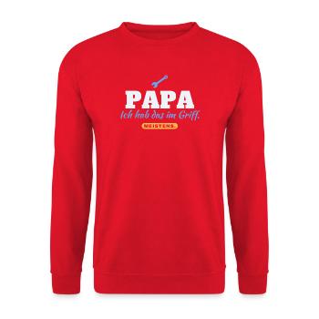 Papa Ich hab das im Griff Meistens Vatertag Papa - Unisex Pullover - Rot - Vorne - Alina (178cm) & Michal (187cm)