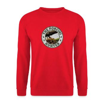 Porcini-Jägerabzeichen - Unisex Pullover - Rot - Vorne - Alina (178cm) & Michal (187cm)