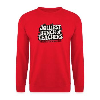 Zitat der fröhlichsten Lehrer Weihnachtsschule - Unisex Pullover - Rot - Vorne - Alina (178cm) & Michal (187cm)