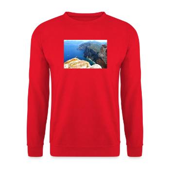 Fantastische Felsenküste auf Korsika - Unisex Pullover - Rot - Vorne - Alina (178cm) & Michal (187cm)