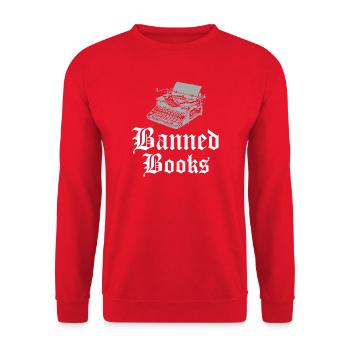Verbotene Bücher Schreibmaschinen-Tee - Unisex Pullover - Rot - Vorne - Alina (178cm) & Michal (187cm)
