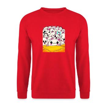 Katzentränger auf dem gelben Hügel - Unisex Pullover - Rot - Vorne - Alina (178cm) & Michal (187cm)