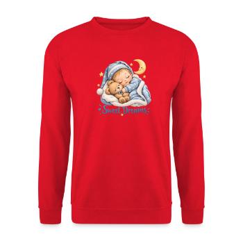 Sweet Dreams Kuscheltraum Babymotiv - Unisex Pullover - Rot - Vorne - Alina (178cm) & Michal (187cm)