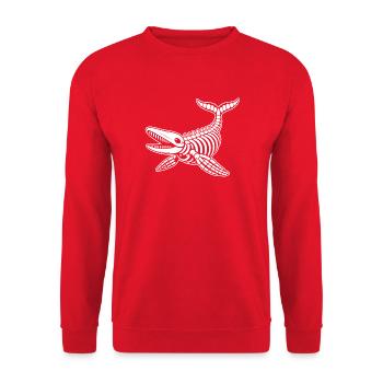 Süßes Skelett Wal Walfisch Cartoon Weiß Shirt - Unisex Pullover - Rot - Vorne - Alina (178cm) & Michal (187cm)
