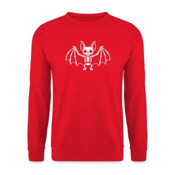 Süßes Skelett Fledermaus Flügel Cartoon Shirt - Unisex Pullover - Rot - Vorne - Alina (178cm) & Michal (187cm)