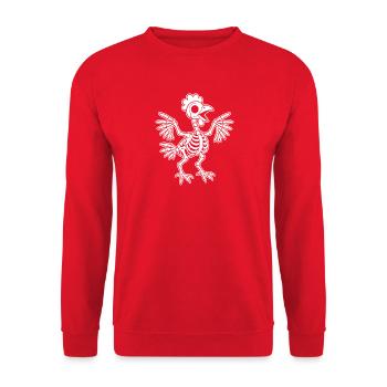 Süßes Skelett Huhn Hendl Hahn Cartoon Shirt - Unisex Pullover - Rot - Vorne - Alina (178cm) & Michal (187cm)