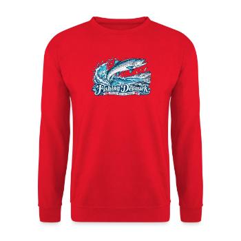 Dänemark Fischerei Wellen-Logo - Unisex Pullover - Rot - Vorne - Alina (178cm) & Michal (187cm)