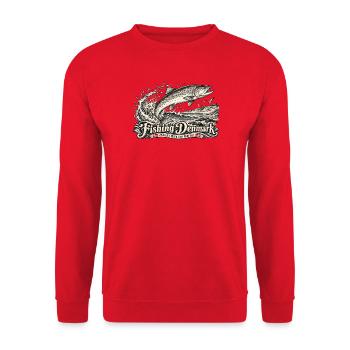 Fischerei Denmark: Meer und Freiheit - Unisex Pullover - Rot - Vorne - Alina (178cm) & Michal (187cm)