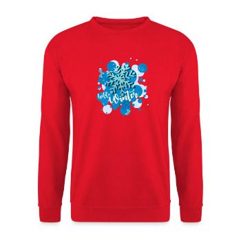 Hello Winter - Schneeflocke in Blau - Unisex Pullover - Rot - Vorne - Alina (178cm) & Michal (187cm)