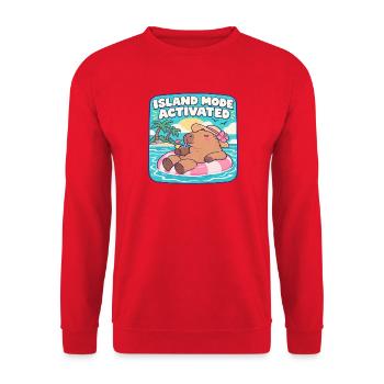 Inselmodus Aktiviert - Unisex Pullover - Rot - Vorne - Alina (178cm) & Michal (187cm)