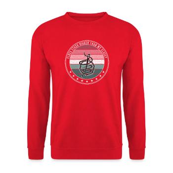 Kreuzstich Stickerei - Floss Stash Bigger Than My  - Unisex Pullover - Rot - Vorne - Alina (178cm) & Michal (187cm)