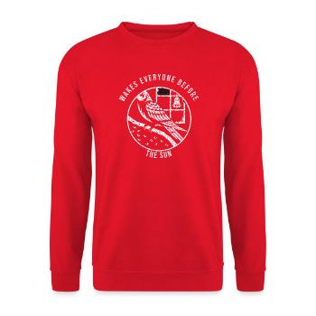 Nymphensittich - Wakes Everyone Before The Sun - V - Unisex Pullover - Rot - Vorne - Alina (178cm) & Michal (187cm)