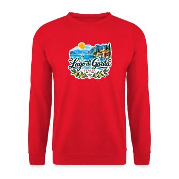 Lago di Garda Souvenir - Unisex Pullover - Rot - Vorne - Alina (178cm) & Michal (187cm)