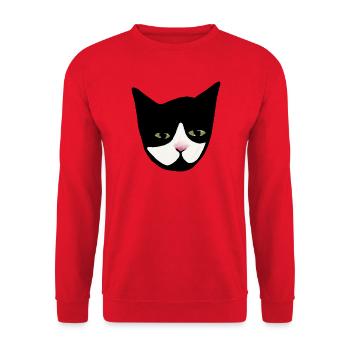 Midnight Cat Nose Gesichtskunst - Unisex Pullover - Rot - Vorne - Alina (178cm) & Michal (187cm)