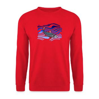 Fisch - Unisex Pullover - Rot - Vorne - Alina (178cm) & Michal (187cm)