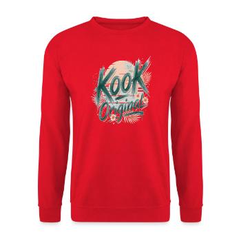 Kook Original Surf Aquarell Palmen Sunset - Unisex Pullover - Rot - Vorne - Alina (178cm) & Michal (187cm)