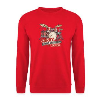 Lustiger Schlagzeuger zählt in Vieren - Unisex Pullover - Rot - Vorne - Alina (178cm) & Michal (187cm)