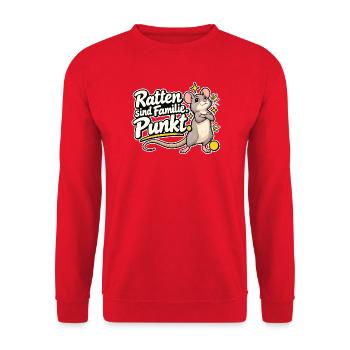 Rattenhalter Rattenfan Rattenliebe Statement - Unisex Pullover - Rot - Vorne - Alina (178cm) & Michal (187cm)