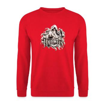 Halloween Geist Silhouette - Unisex Pullover - Rot - Vorne - Alina (178cm) & Michal (187cm)