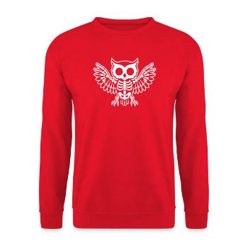 Süßes Skelett Eule Uhu Vogel Cartoon Weiß Shirt - Unisex Pullover - Rot - Vorne - Alina (178cm) & Michal (187cm)