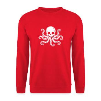Süßes Skelett Oktopus Tintenfisch Cartoon Shirt - Unisex Pullover - Rot - Vorne - Alina (178cm) & Michal (187cm)
