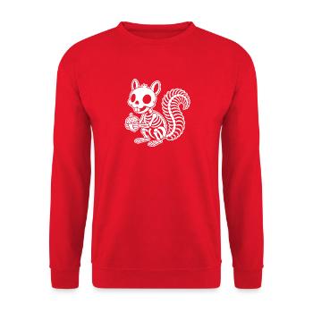 Süßes Skelett Eichhörnchen Nuss Cartoon Shirt - Unisex Pullover - Rot - Vorne - Alina (178cm) & Michal (187cm)