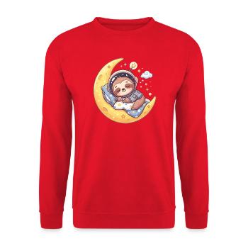 Ein süßes Faultier im Weltraum, Mondschlaf - Unisex Pullover - Rot - Vorne - Alina (178cm) & Michal (187cm)