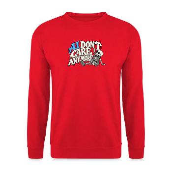 KI interessiert sich nicht mehr, Skelett - Unisex Pullover - Rot - Vorne - Alina (178cm) & Michal (187cm)