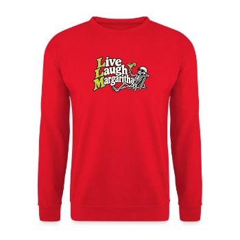 LLM Anti-KI-Skelett - Unisex Pullover - Rot - Vorne - Alina (178cm) & Michal (187cm)