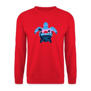 Tropische Schildkröte - Unisex Pullover - Rot - Vorne - Alina (178cm) & Michal (187cm)
