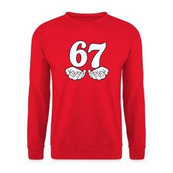 Sechs Sieben - Six Seven - Unisex Pullover - Rot - Vorne - Alina (178cm) & Michal (187cm)