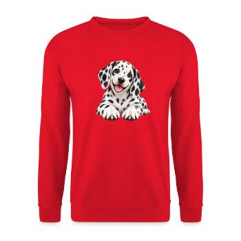 Dalmatiner Welpen - Unisex Pullover - Rot - Vorne - Alina (178cm) & Michal (187cm)