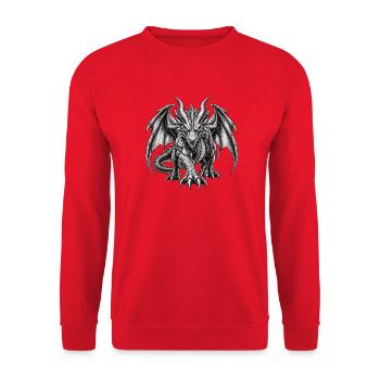 Grauer Drache - Unisex Pullover - Rot - Vorne - Alina (178cm) & Michal (187cm)