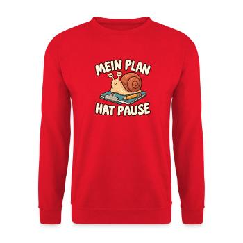 Schnecke – Mein Plan hat Pause - Unisex Pullover - Rot - Vorne - Alina (178cm) & Michal (187cm)