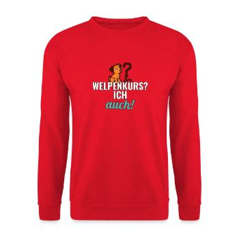 Geschenk zum Welpenkurs für neue Hundebesitzer - Unisex Pullover - Rot - Vorne - Alina (178cm) & Michal (187cm)
