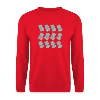 Cartoon-Nilpferdkopf - Unisex Pullover - Rot - Vorne - Alina (178cm) & Michal (187cm)