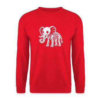 Süßes Skelett Elefant Rüssel Stoßzähne Cartoon - Unisex Pullover - Rot - Vorne - Alina (178cm) & Michal (187cm)
