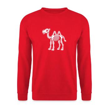 Süßes Skelett Kamel Wüste Dromedar Cartoon Shirt - Unisex Pullover - Rot - Vorne - Alina (178cm) & Michal (187cm)