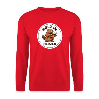 Holz Im Herzen Tischler Opa Biber Shirt - Unisex Pullover - Rot - Vorne - Alina (178cm) & Michal (187cm)