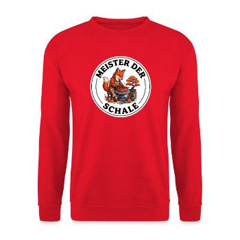 Meister der Schale Bonsai Fuchs T-Shirt - Unisex Pullover - Rot - Vorne - Alina (178cm) & Michal (187cm)