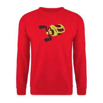 Baitcaster Angelrolle Icon - Unisex Pullover - Rot - Vorne - Alina (178cm) & Michal (187cm)