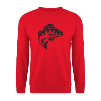 Barsch Raubfisch Silhouette - Unisex Pullover - Rot - Vorne - Alina (178cm) & Michal (187cm)