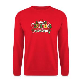 Weihnachtsladen - Unisex Pullover - Rot - Vorne - Alina (178cm) & Michal (187cm)