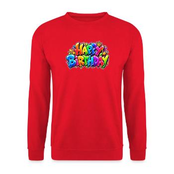 Alles Gute zum Geburtstag Rainbow Bubble: Wow-Effekt! - Unisex Pullover - Rot - Vorne - Alina (178cm) & Michal (187cm)